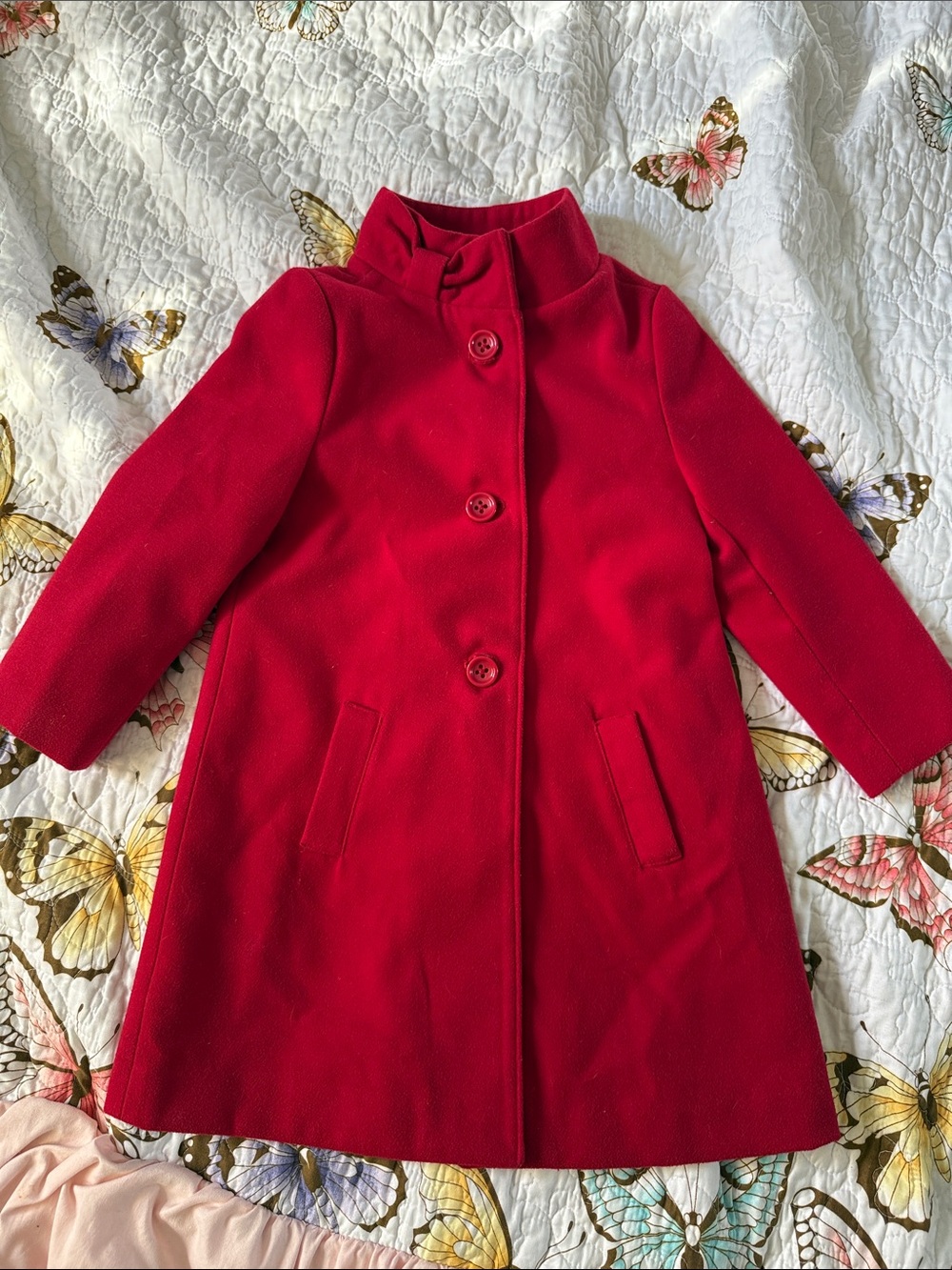 Gymboree Red Girls' Pea Coat with Stand Collar